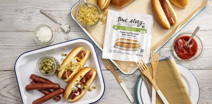 True Story Foods grass-fed uncured beef hot dog