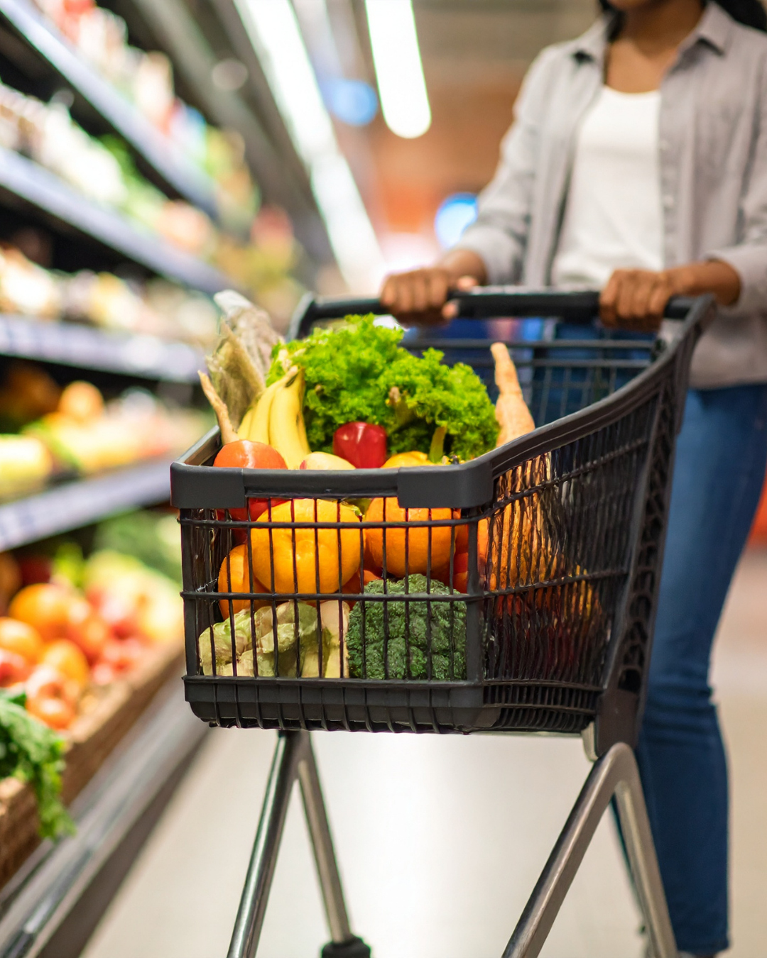 Woman with grocery cart